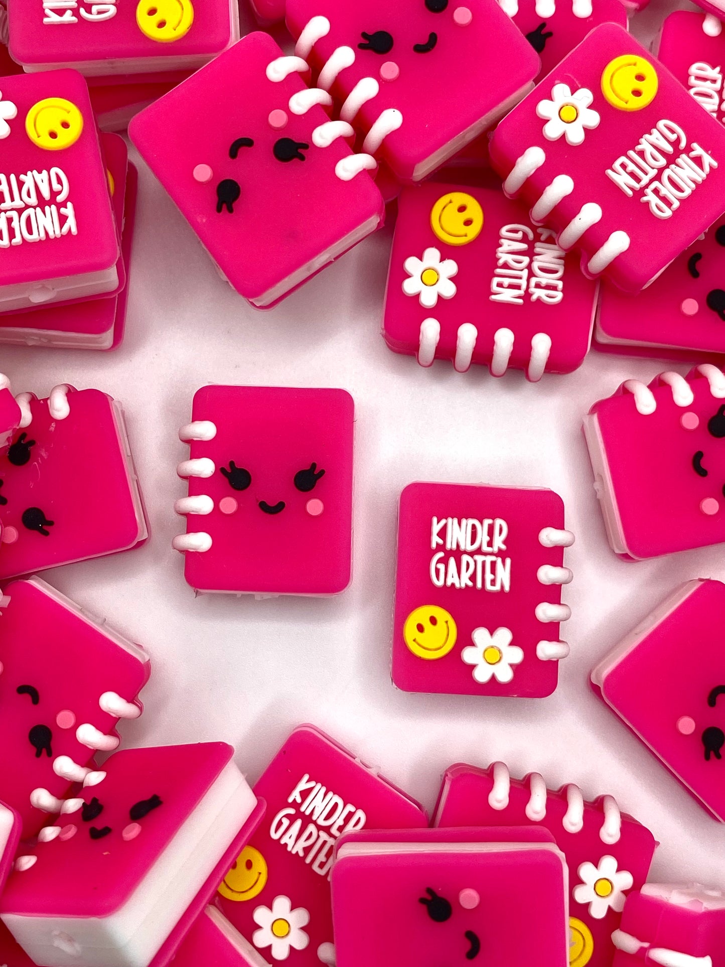 Kindergarten Pink Book 3D Silicone Focal Beads