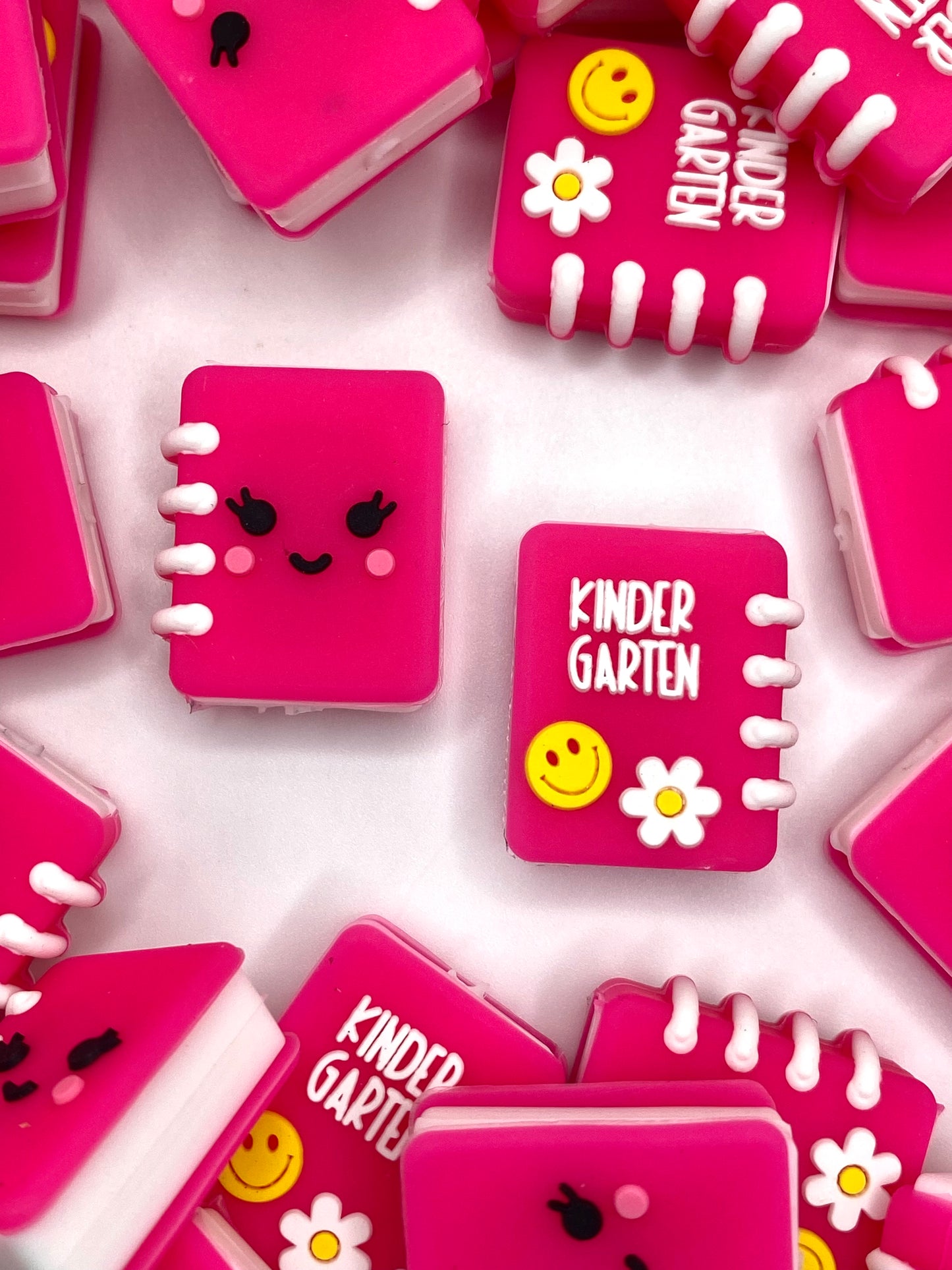 Kindergarten Pink Book 3D Silicone Focal Beads