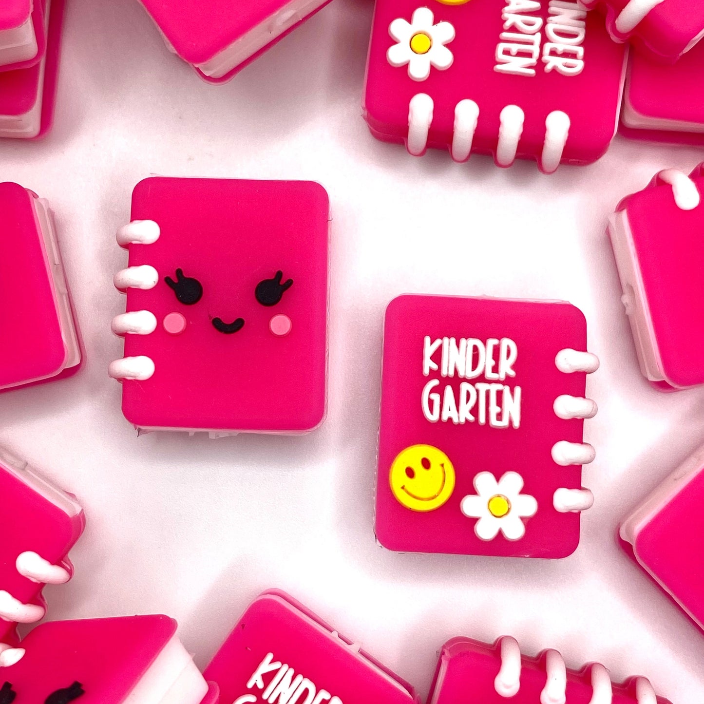 Kindergarten Pink Book 3D Silicone Focal Beads