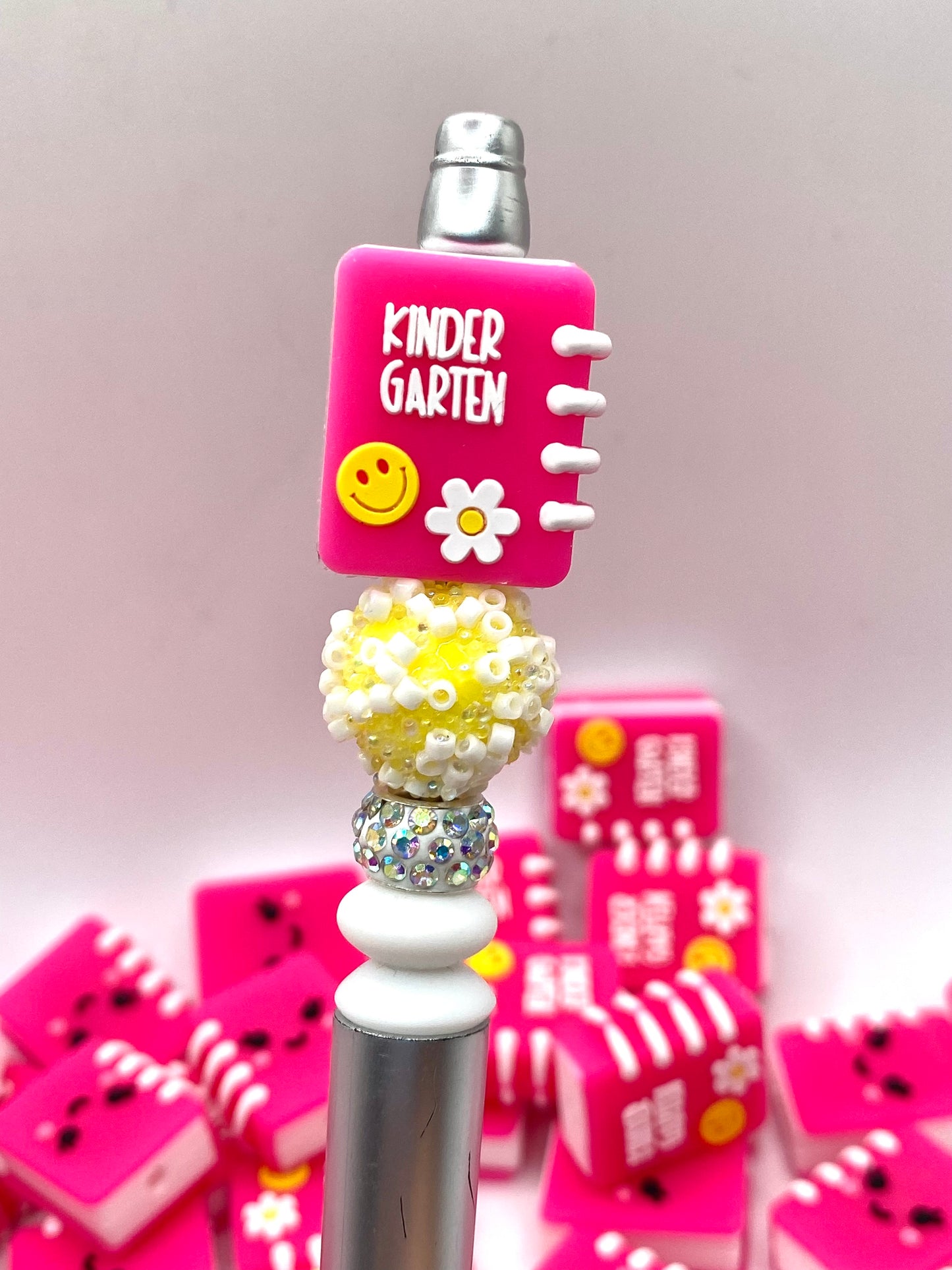 Kindergarten Pink Book 3D Silicone Focal Beads