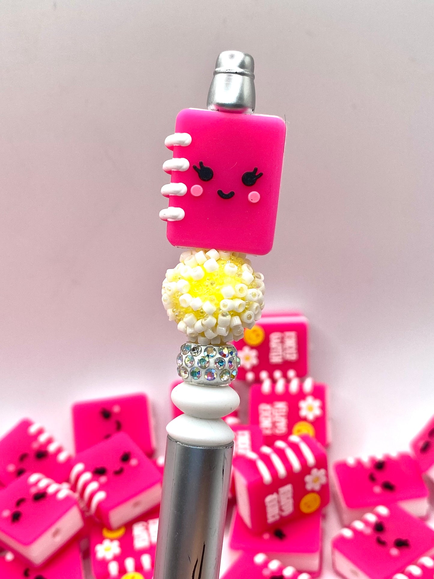 Kindergarten Pink Book 3D Silicone Focal Beads