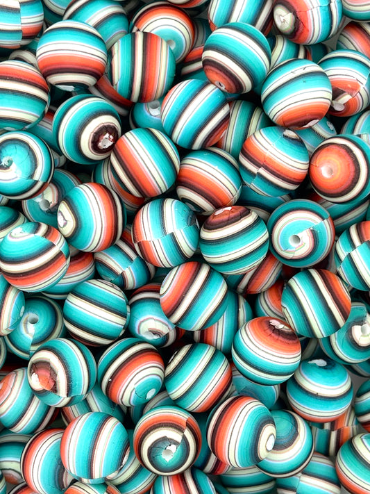 Stripes on Stripes Printed Silicone Beads