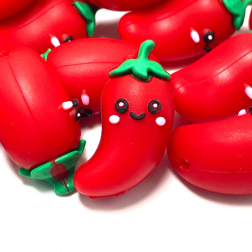 Red, Bold & Spicy 3D Silicone Focal Beads